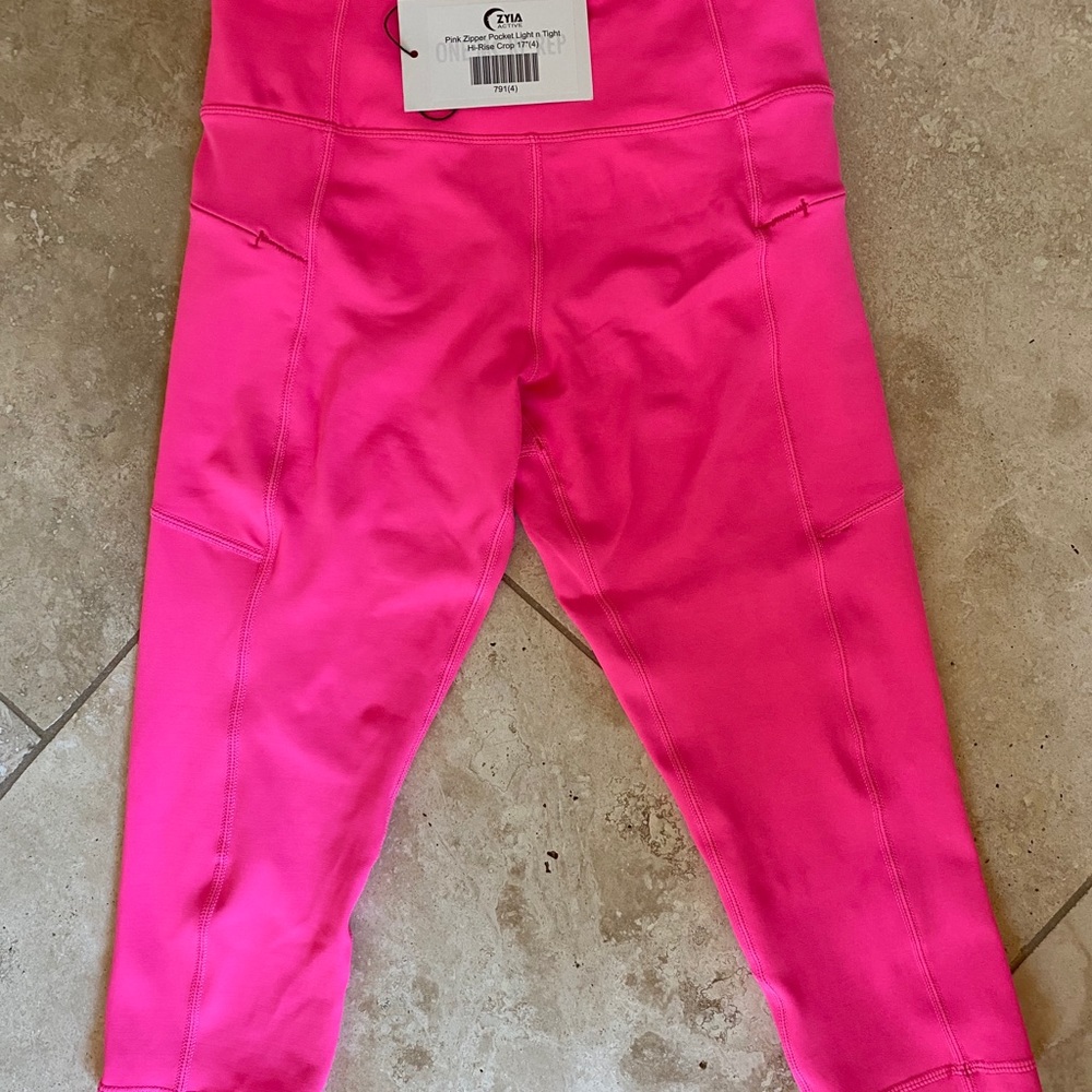 NWT Zyia Hot Pink Light n Tight Hi-Rise Crop 4